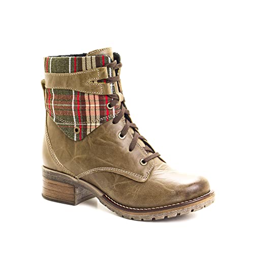 Dromedaris Damen Kara Tartan Boot, Schottenkaro, Olivgrün, 35.5/36 EU von Dromedaris