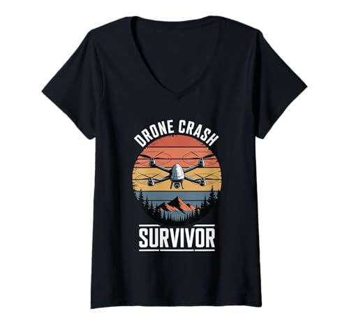 Damen Drohnenabsturz Survivor T-Shirt mit V-Ausschnitt von Drone Pilot Drones Enthusiasts