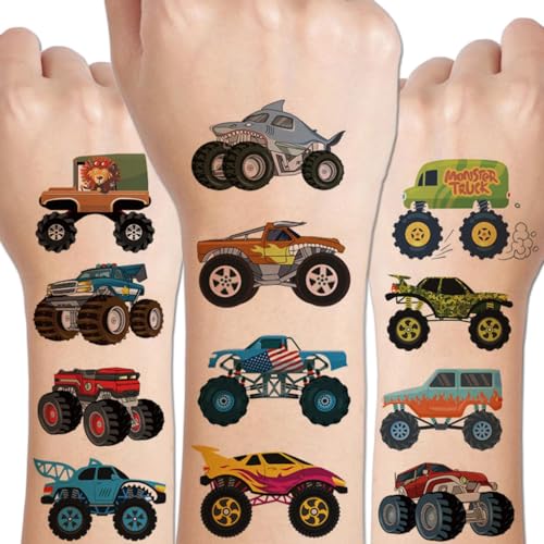 Rennauto Tattoos Kinder, 10 Blätter Rennwagen Temporäre Tattoos, Wasserfeste Hautfreundliche Kindertattoos für Jungen Mitgebsel Kindergeburtstag Party von Drookaen