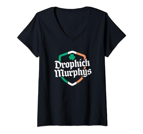 Damen Dropkick Murphys – Offizieller Merchandise-Artikel – Ireland Shield T-Shirt mit V-Ausschnitt von Dropkick Murphys