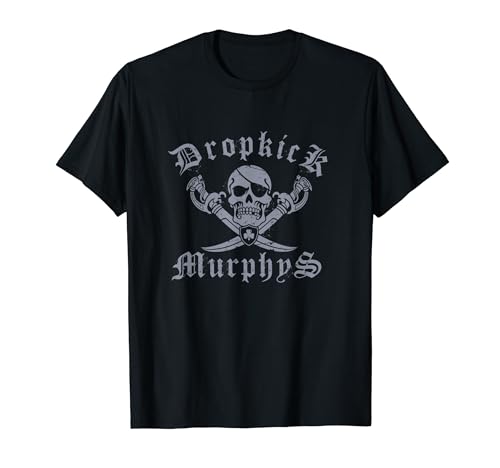 Dropkick Murphys - Jolly Roger T-Shirt Schwarz S Klassische Passform V-Ausschnitt Halbarm Männer von Dropkick Murphys