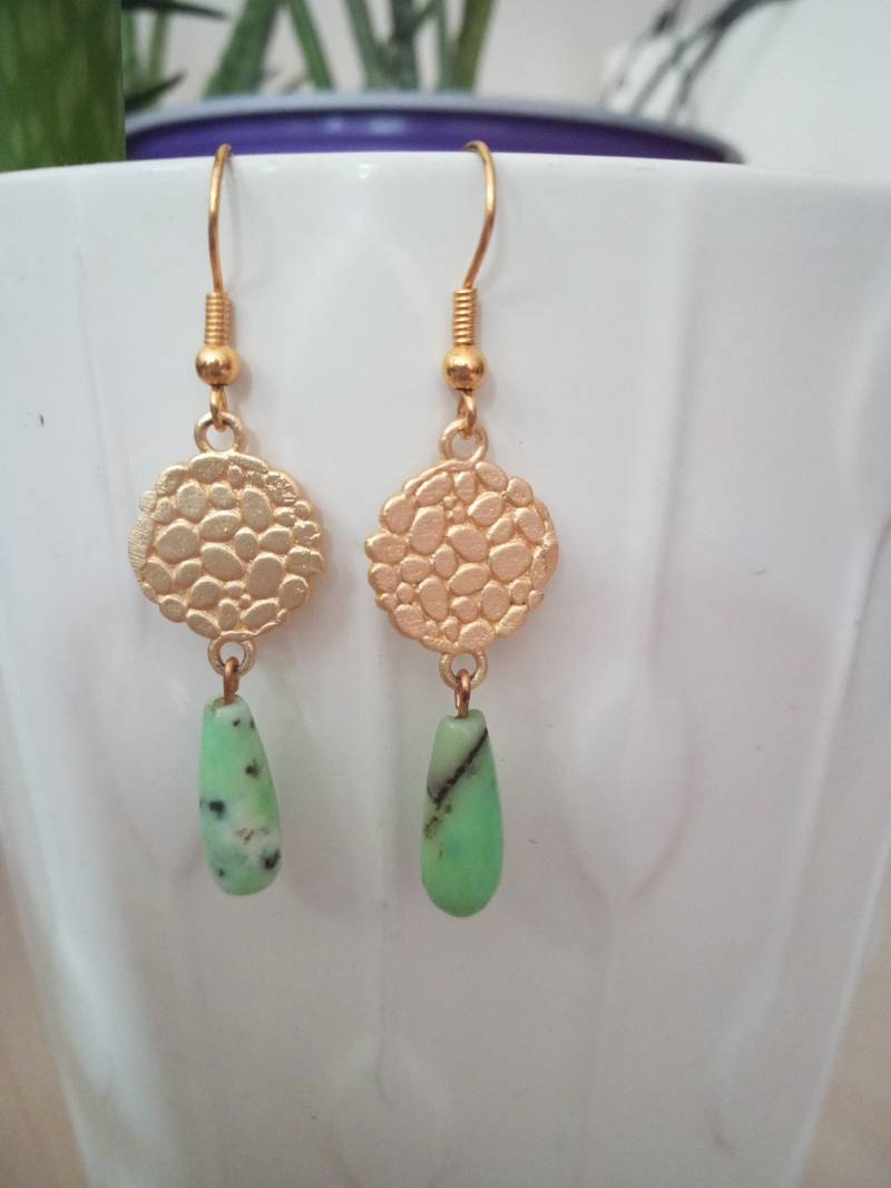 Gold Und Chrysopras Ohrringe von DropletsTrinkets