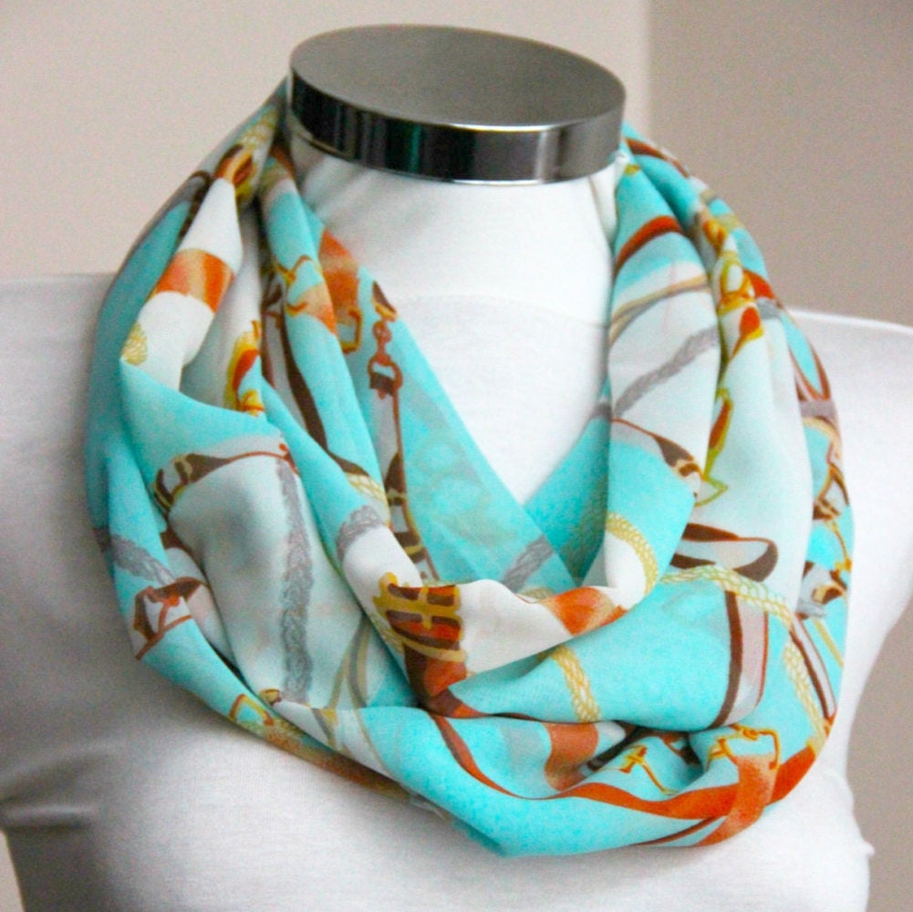 Belt & Rope Design Türkis Infinity Schal, Kreis Schlauchschal, Design, Gürtel Türkis, Frühling, Sommer von DroppBy
