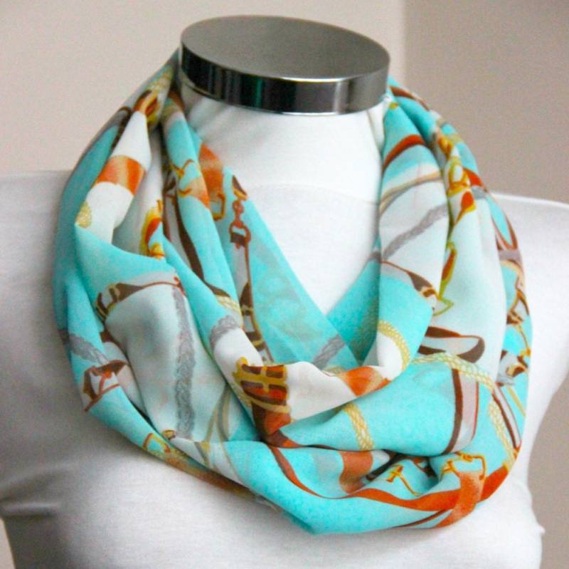 Belt & Rope Design Türkis Infinity Schal, Kreis Schlauchschal, Design, Gürtel Türkis, Frühling, Sommer von DroppBy