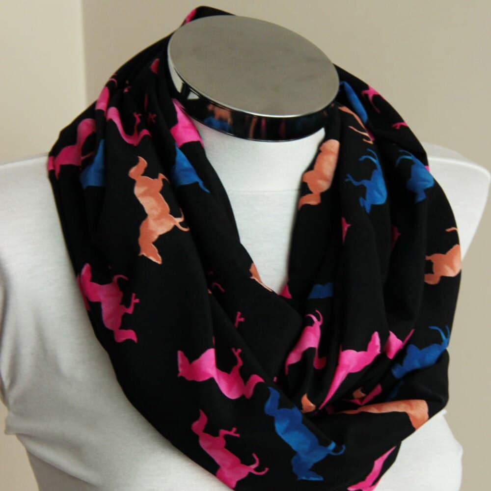 Horse Design Loop, Kleine Pferde, Schwarz, Rosa, Lila, Orange, Pferde Design, Kreisschal, Schlauchschal, Lustig, Frühling, Sommer, Weihnachten von DroppBy