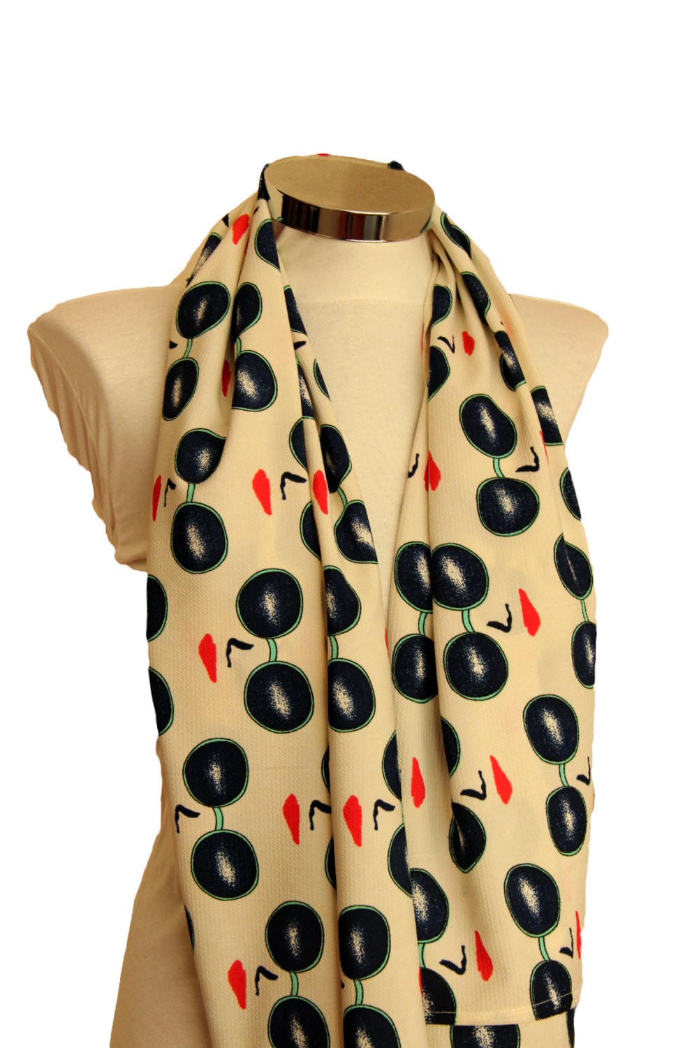 Mehrzweck-Infinity-Schal Pareo, Gläser Lippen Nase Stilisiertes Design von DroppBy