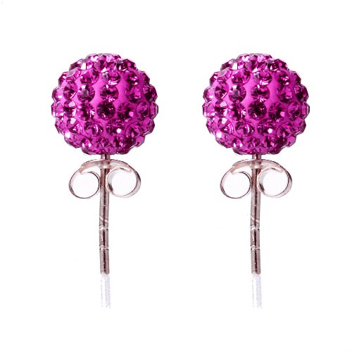 Karisma Damen Ohrstecker Ohrringe Silber 925 rhodiniert Mit Kristall Elements Pink.8mm von Drops