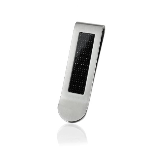 Karisma Herren Edelstahl Geldklammer mit Karboneinlage matt poliert - Money Clip - W005.10 von Drops