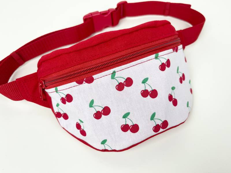 Bauchtasche "Kirschen" Weiß-Rot | 2 Größen von DropsPumpkin
