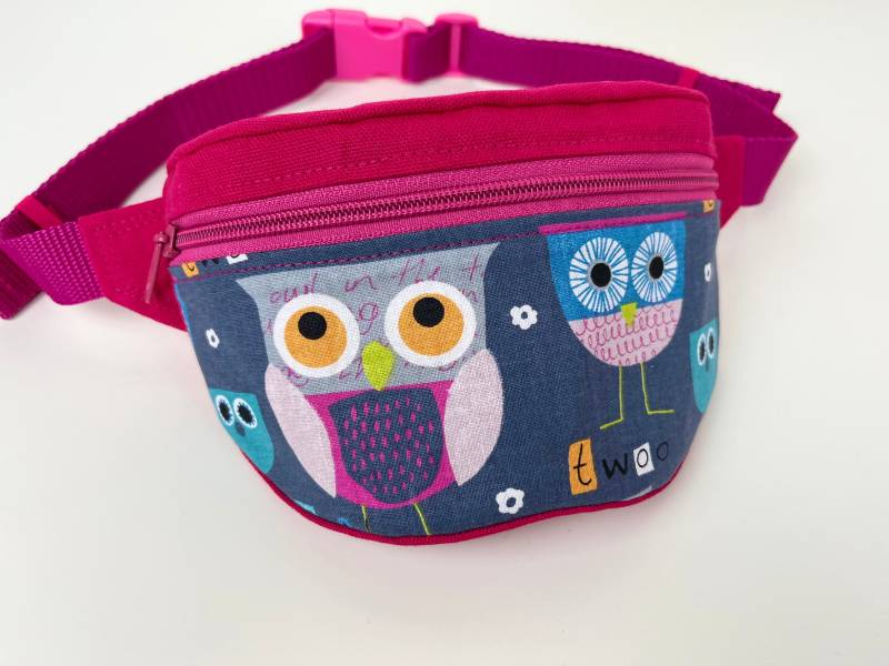 Bauchtasche "Owl Family" Grau-Pink | 2 Größen von DropsPumpkin