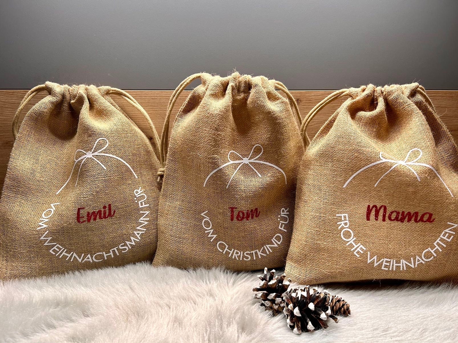 Jutesäckchen | Personalisiert Frohe Weihnachten Vom Christkind Weihnachtsmann Nikolaus Für von DruckFrischMnfktr