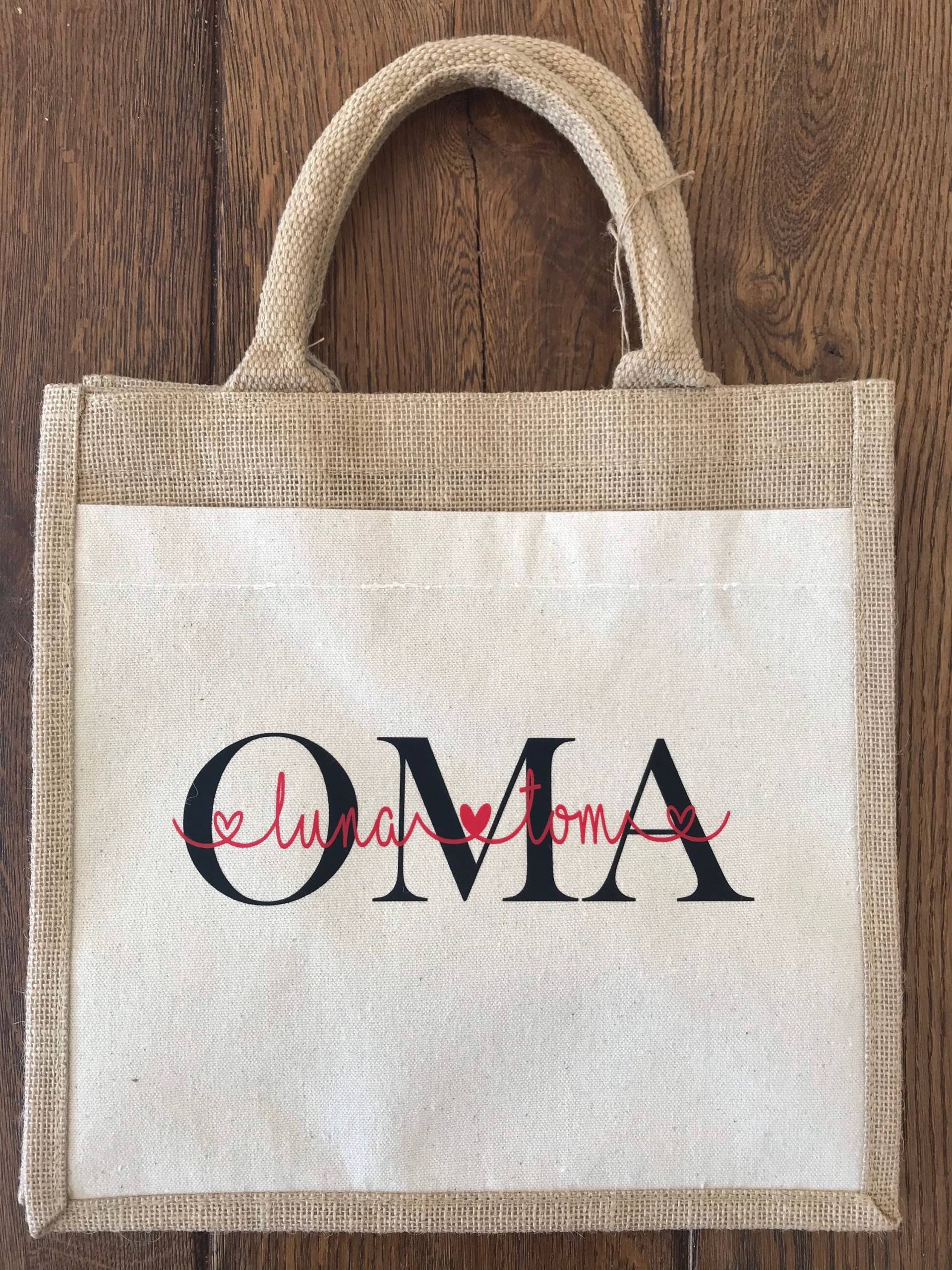 Personalisierte Jutetasche Oma Mom von DruckFrischMnfktr