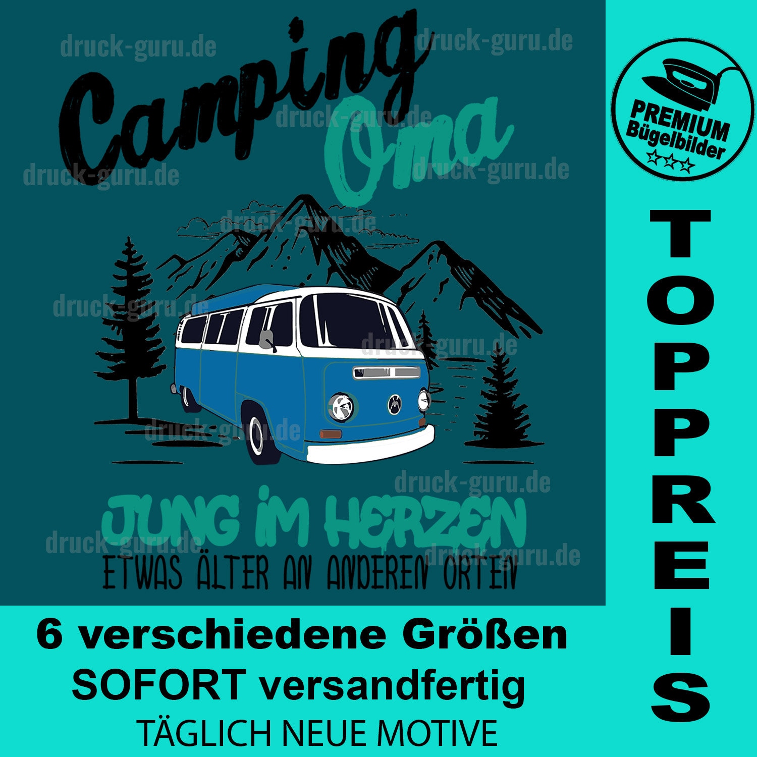 Bügelbild "Camping Oma" - Camping von DruckGuru