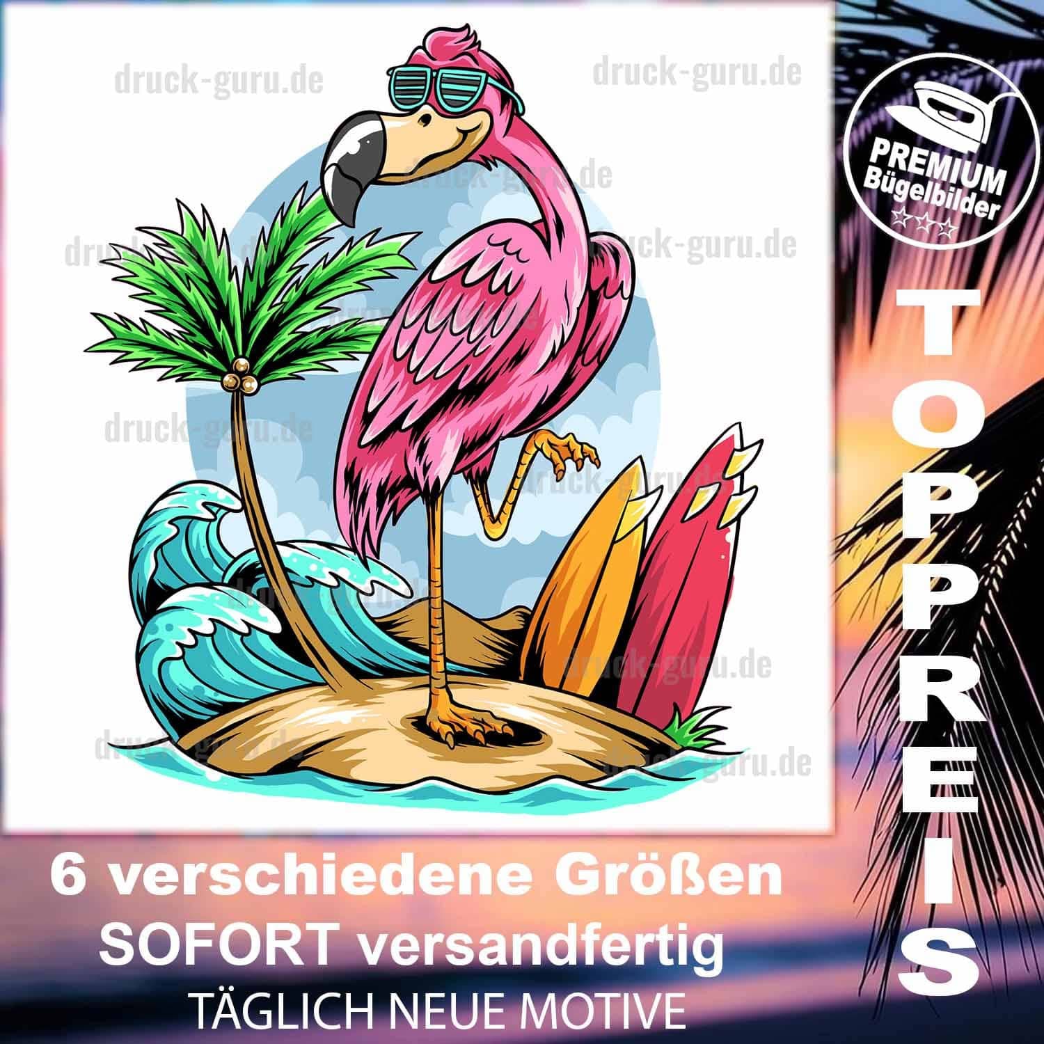 Bügelbild "Summer Flamingo" - Sommer Ferien Urlaub Kinder von DruckGuru