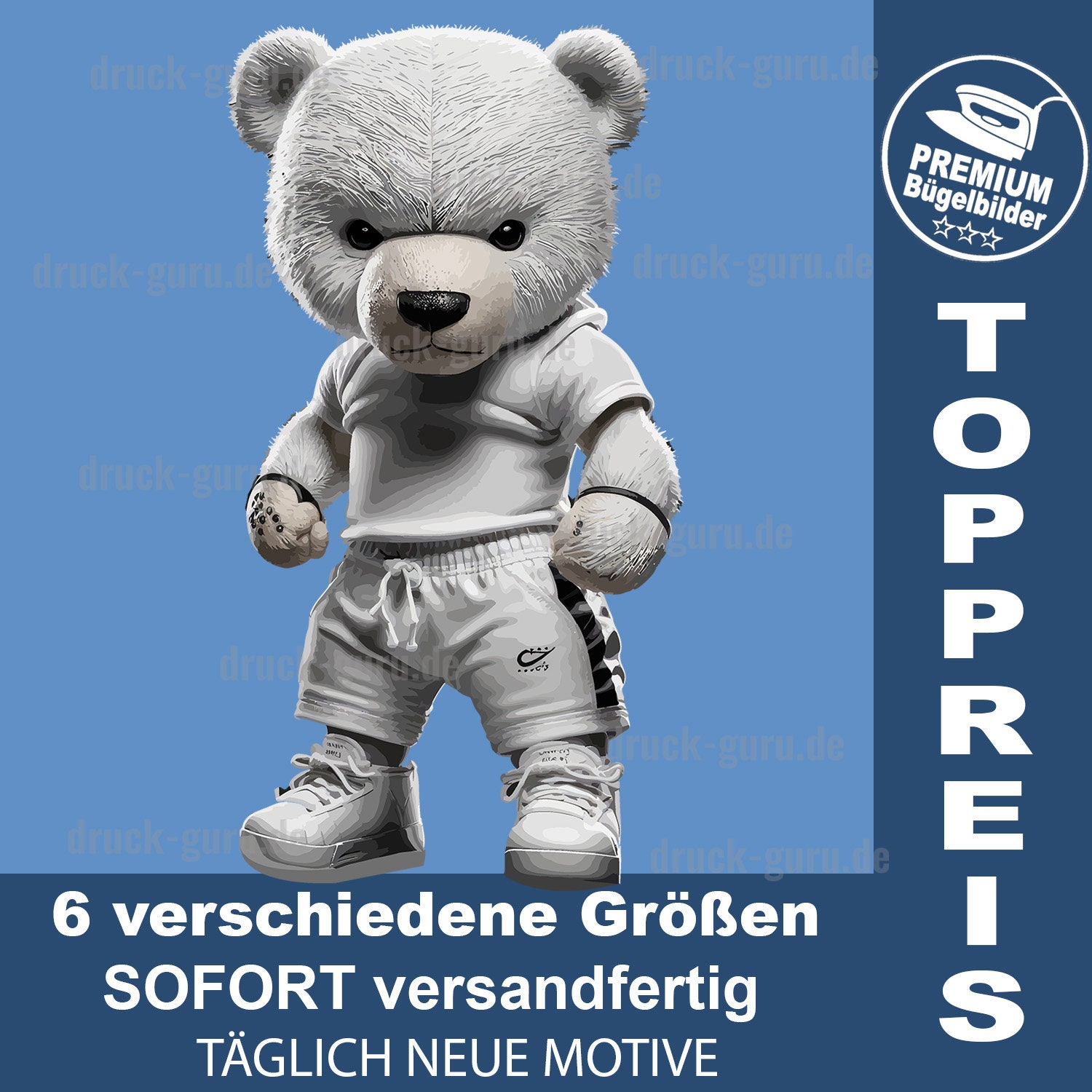 Bügelbild "Teddy White Label2" - Teddybär Kindergarten von DruckGuru
