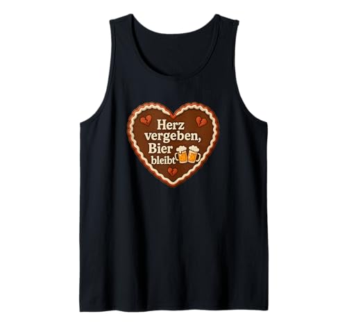 Herren Herz Vergeben Bier Bleibt Oktoberfest Herz Tank Top von Druckfun Lebkuchenherz Oktoberfest