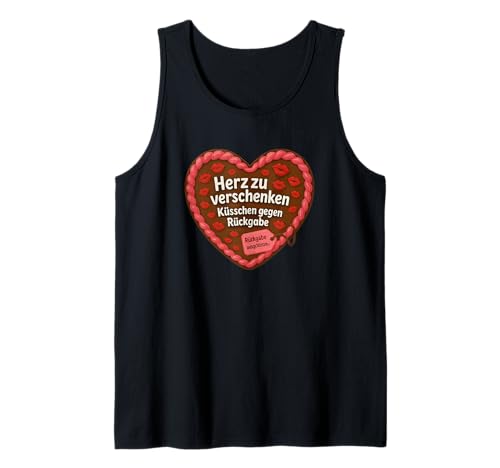 Herren Herz Zu Verschenken Küsschen Gegen Rückgabe Tank Top von Druckfun Lebkuchenherz Oktoberfest