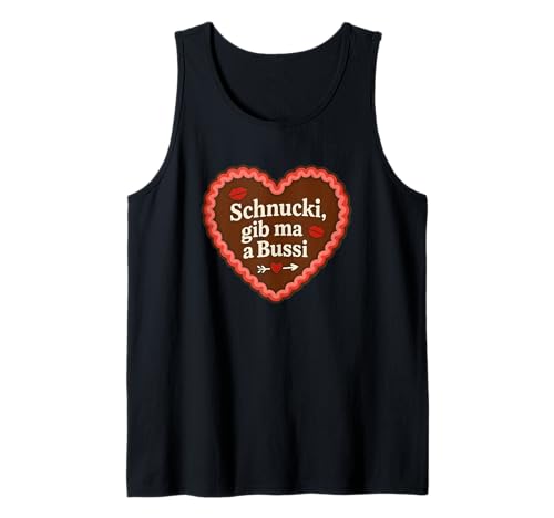 Herren Schnucki, Gib Ma A Bussi Lebkuchenherz Tank Top von Druckfun Lebkuchenherz Oktoberfest