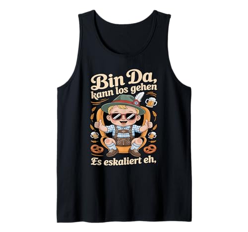 Herren Bin Da Kann Los Geh'n Es Eskaliert Eh Tank Top von Druckfun Wiesn-Fest-Oktober Bier Party Baby