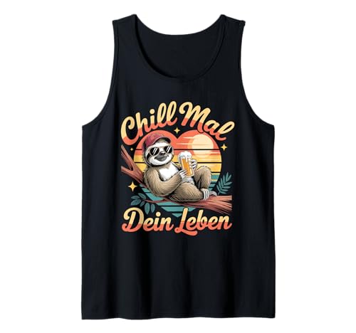 Herren Chill Mal Dein Leben Faultier Sonnenbrille Tank Top von Druckfun chillen und relaxen lustiges Faultier