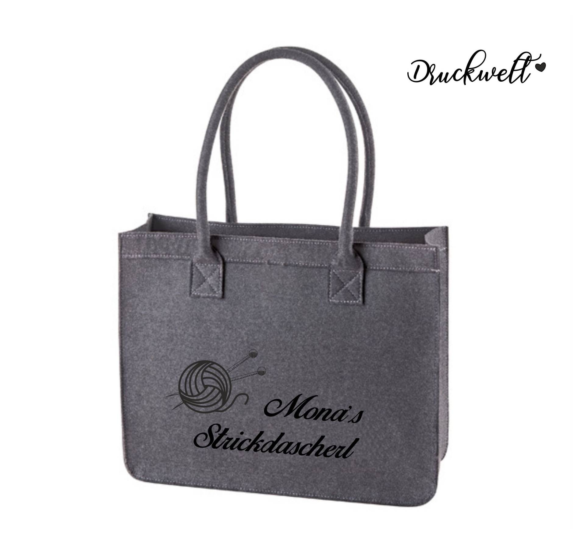 Filz-Shopper ~strickdascherl Mit Wunschname~ von Druckwelt
