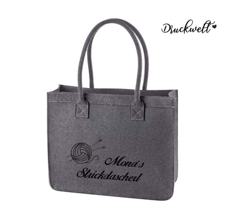 Filz-Shopper ~strickdascherl Mit Wunschname~ von Druckwelt