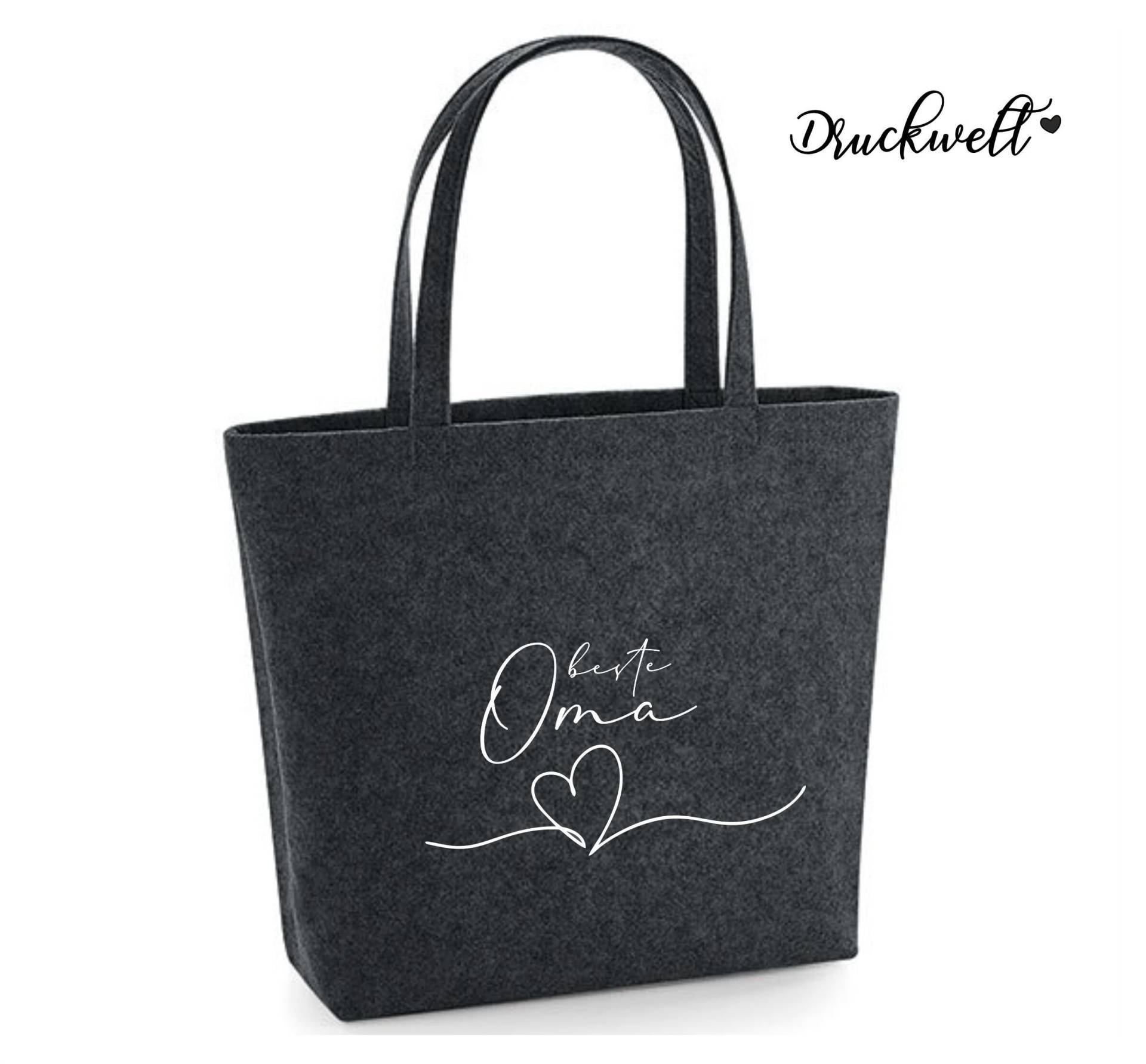 Filztasche Dunkelgrau Beste Oma Personalisiert, Enkelkinder, Tasche, Name, Edel, Geschenk, Freundin, Mama, Weihnachtsgeschenk, Filzshopper von Druckwelt