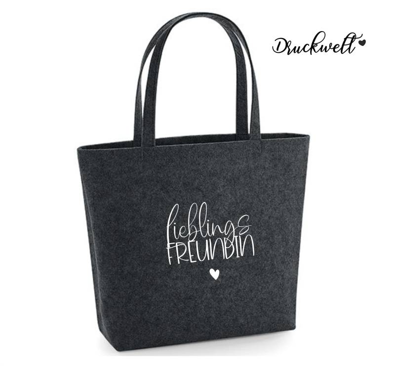 Filztasche Dunkelgrau Lieblingsfreundin, Lieblingsoma, Lieblingsmensch, Lieblingstochter, Lieblingslehrerin, Edel, Geschenk Für Sie, Mama von Druckwelt