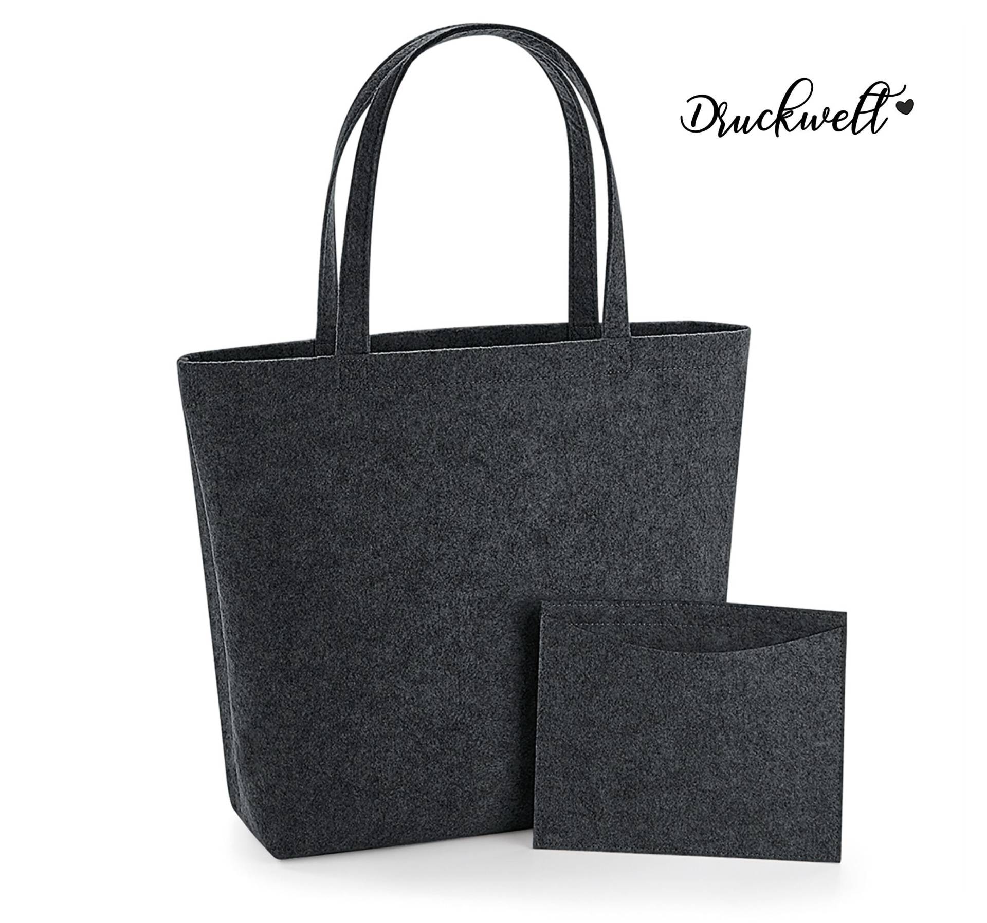 Filztasche Dunkelgrau Oma Personalisiert, Enkelkinder, Tasche, Name, Edel, Geschenk, Freundin, Mama, Weihnachtsgeschenk, Filzshopper von Druckwelt