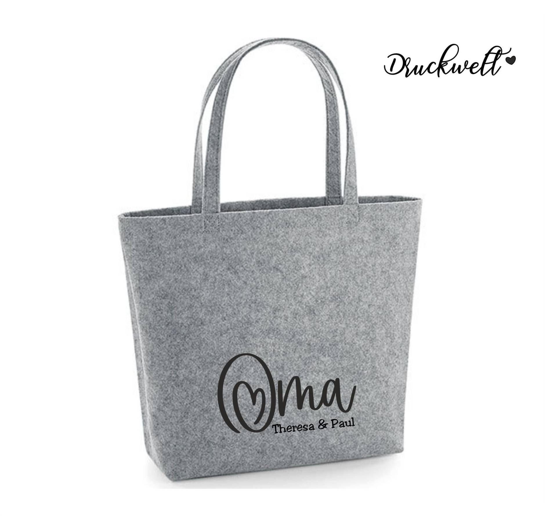 Filztasche Oma Und Enkelkinder, Tasche, Name, Edel, Geschenk, Freundin, Mama, Weihnachtsgeschenk, Filzshopper, Handtasche von Druckwelt