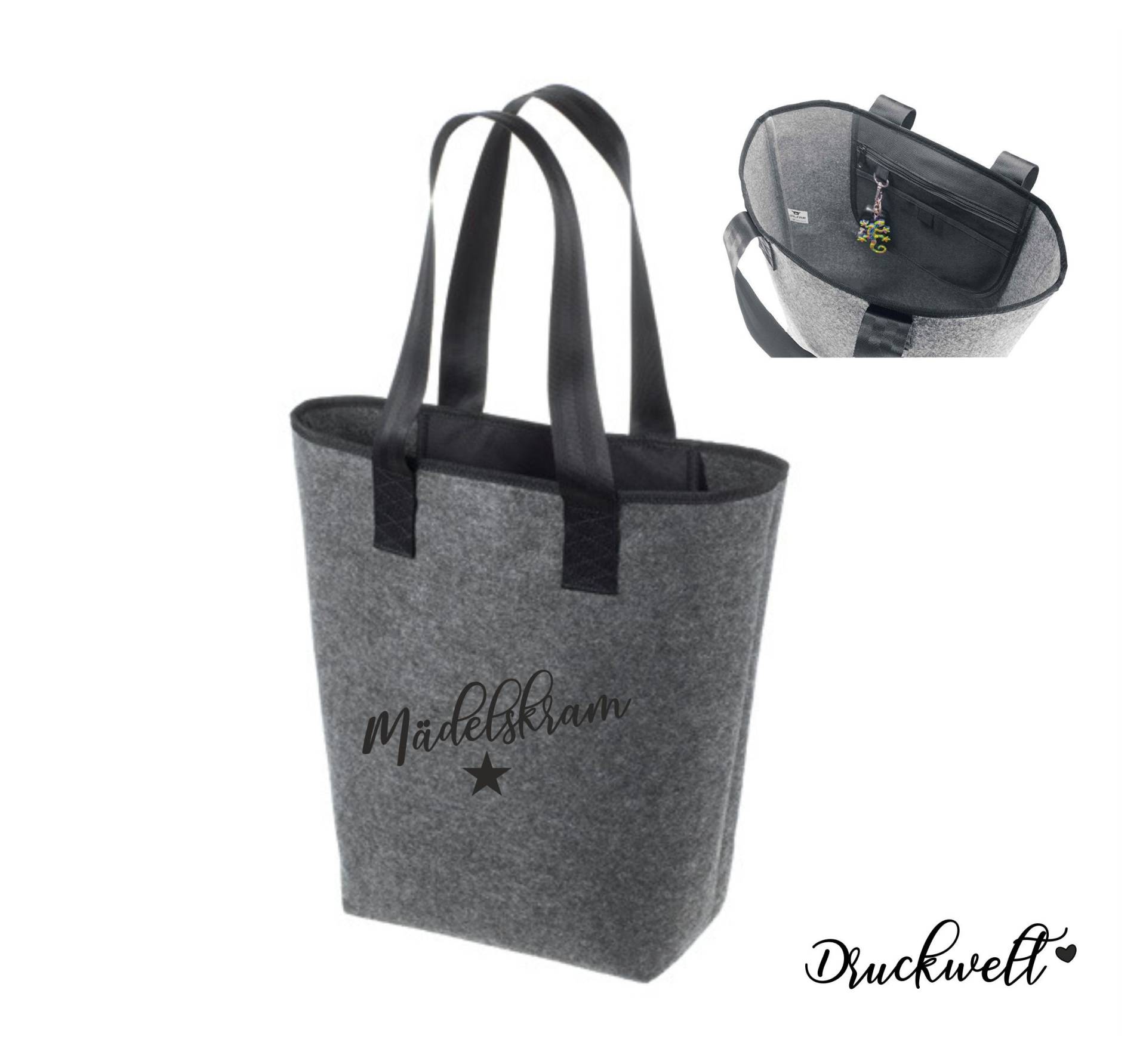 Große Tasche - Filzshopper Xl Mädelskram von Druckwelt