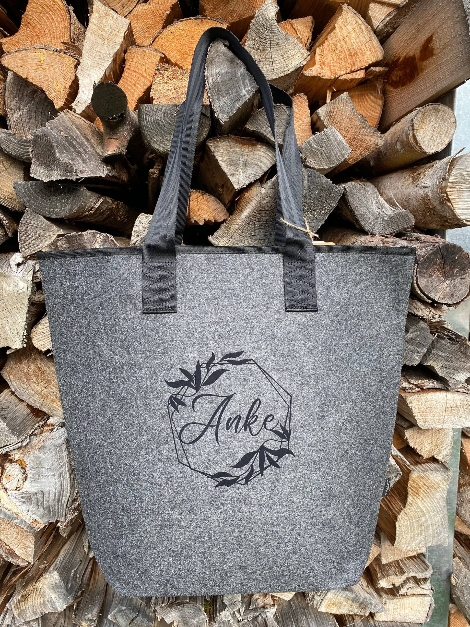 Große Tasche - Filzshopper Xl Name Mit Ranke von Druckwelt