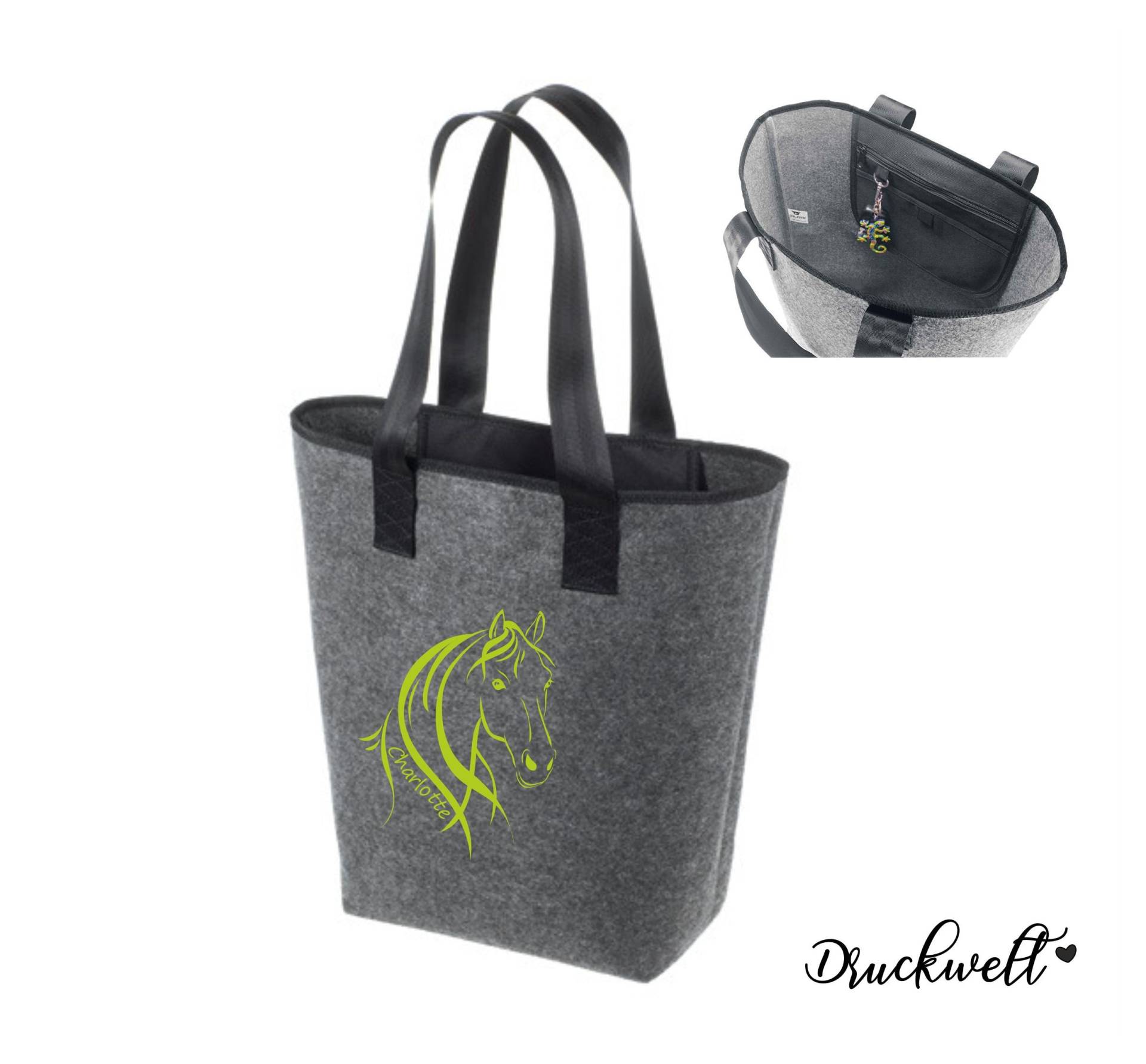 Große Tasche - Filzshopper Xl Pferd Mit Namen von Druckwelt