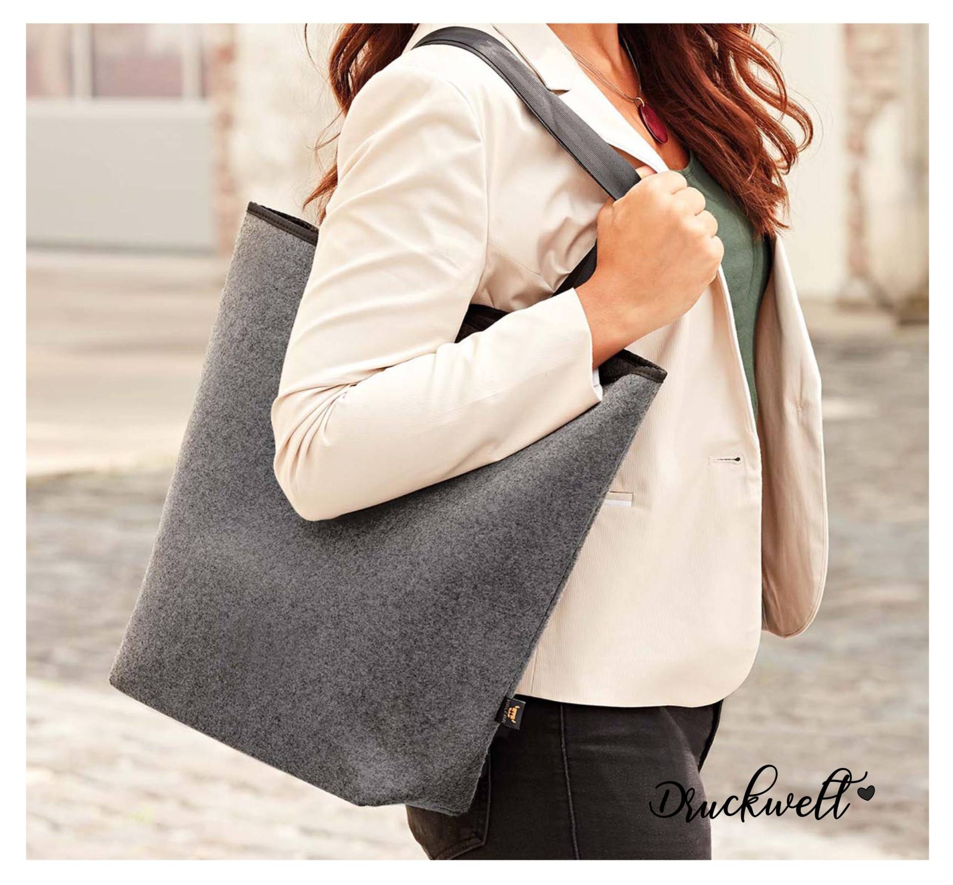 Große Tasche - Filzshopper Xl Wunschname von Druckwelt