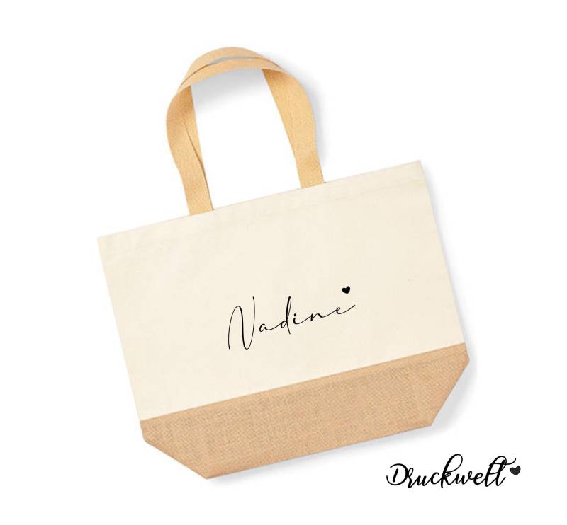 Strandtasche Xxl - Beach Bag-Shopper Baumwolle Stofftasche -Personalisiert Mit Name Geschenk Freundin Mama Tochter Individuell von Druckwelt