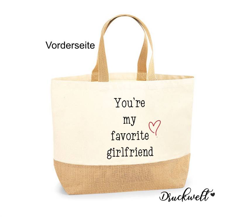 Strandtasche Xxl - Beach Bag-Shopper Baumwolle Stofftasche You Are My Favourite Girlfriend Freundin- Geschenk-Mama von Druckwelt