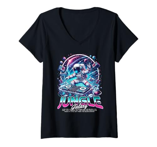 Damen DNB Dschungelmusik T-Shirt mit V-Ausschnitt Damen DNB Dschungelmusik T-Shirt mit V-Ausschnitt von Drum And Bass DJ Apparel