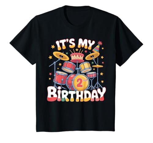 Kinder 2 Jahre altes Schlagzeug-Set, Schlagzeug-Set, 2. Geburtstag T-Shirt Kinder 2 Jahre altes Schlagzeug-Set, Schlagzeug-Set, 2. Geburtstag T-Shirt von Drum Birthday Theme Party