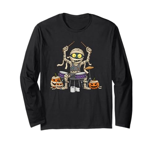 Lustiges Schlagzeuger, Mama, Kürbis, Halloween, Kinder, Herren und Damen Langarmshirt von Drum Lovers Cute Halloween Outfits for Boy Girl