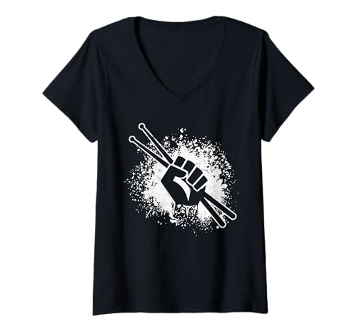 Damen Schlagzeug Drummer Musiker Drumsticks Schlagzeuger Geschenk T-Shirt mit V-Ausschnitt von Drummer Apparel Co.