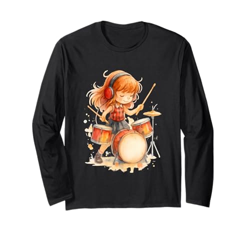 Drummer Drummer Drumsticks Rock & Roll Hands Kinder Mädchen Langarmshirt von Drummer Apparel for the girls Store