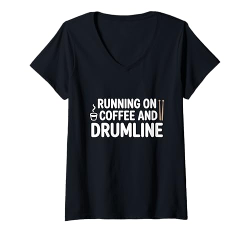 Damen Mitglied der Running on Coffee and Drumline Percussion Band T-Shirt mit V-Ausschnitt Damen Mitglied der Running on Coffee and Drumline Percussion Band T-Shirt mit V-Ausschnitt von Drummers Music Students Marching Arts Enthusiasts