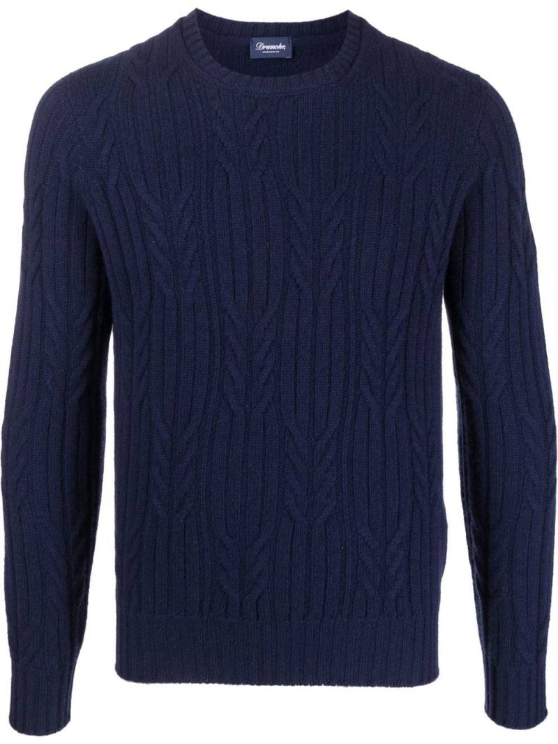 Drumohr Kaschmirpullover mit Zopfmuster - Blau von Drumohr