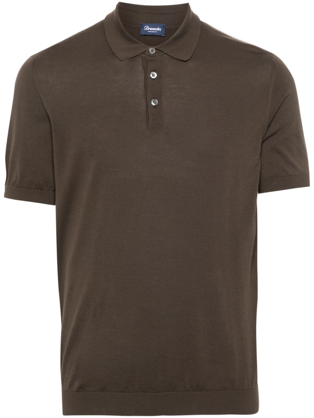 Drumohr Fein geripptes Poloshirt - Braun von Drumohr