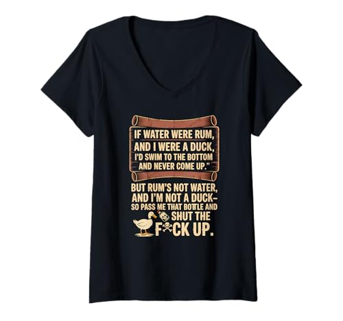Damen Lustiges Piraten-Enten-Rum-Zitat mit sarkastischem Alkohol T-Shirt mit V-Ausschnitt Damen Lustiges Piraten-Enten-Rum-Zitat mit sarkastischem Alkohol T-Shirt mit V-Ausschnitt von Drunk Pirate Humor Apparel Gifts by Anastasia