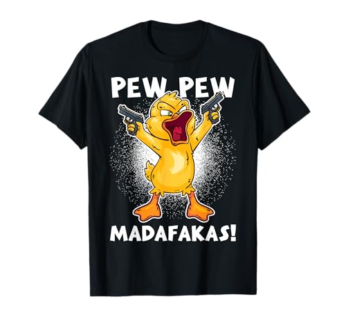 Drunken Royals - Pew Pew Madafakas - Lustiges Enten Sprüche Fun T-Shirt Schwarz S Classic Fun Cartoon T-Shirt für Herren von Drunken Royals