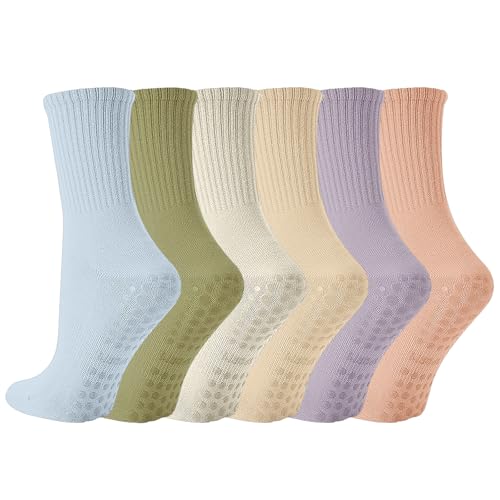 Druuzyl Pilates Socken Damen 6 Paar Rutschfeste mit Noppen Antirutsch Socken für Schwanger Baumwolle Sport Noppensocken RutschfesteSocken für Damen Stoppersocken für Yoga 36-41 Druuzyl Pilates Socken Damen 6 Paar Rutschfeste mit Noppen Antirutsch Socken für Schwanger Baumwolle Sport Noppensocken RutschfesteSocken für Damen Stoppersocken für Yoga 36-41 von Druuzyl