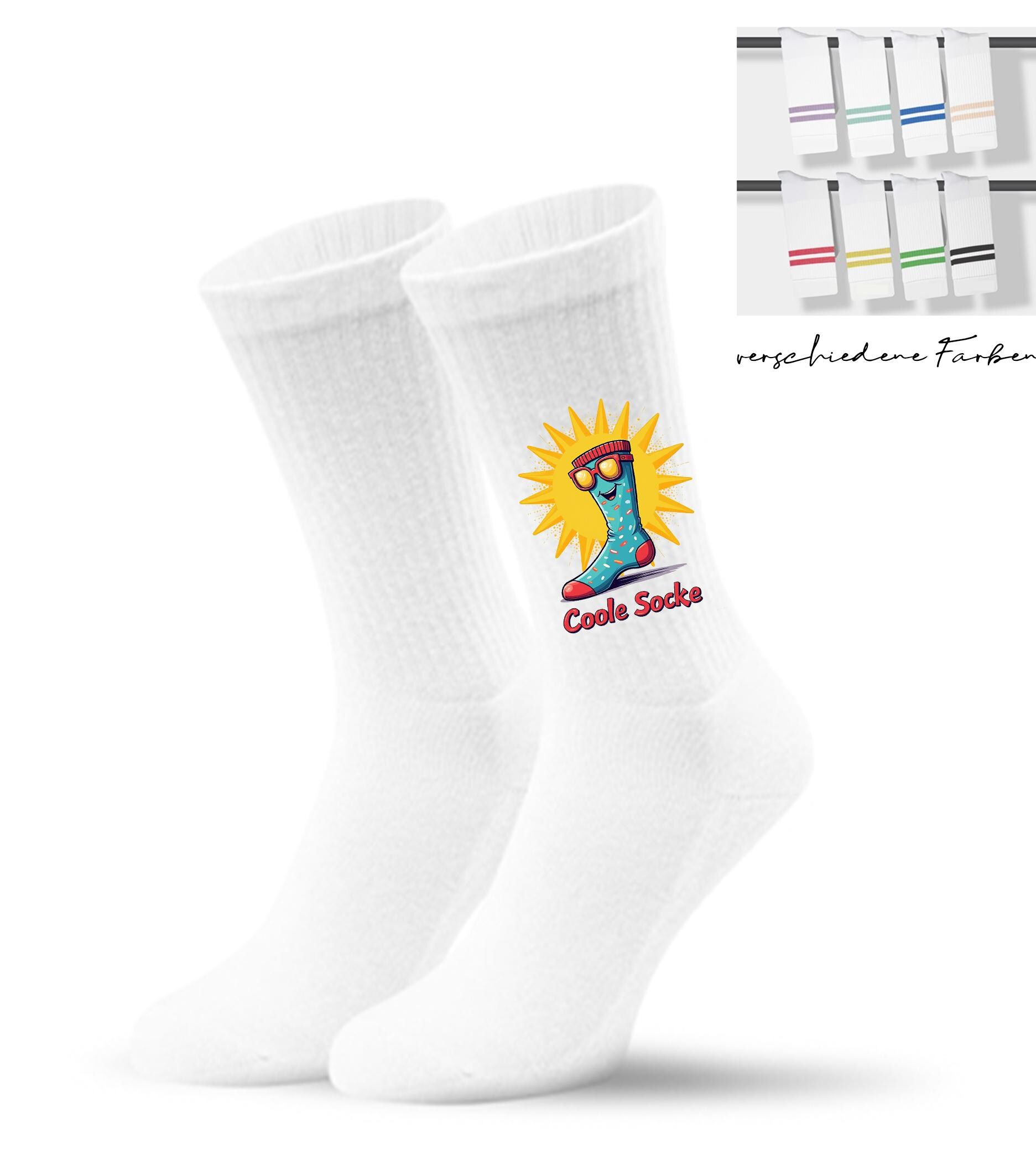 Tennissocken "Coole Socke" - Bedruckt Personalisierbar Mit Farbigen Streifen Crew Socks Geschenkidee Tennissocken "Coole Socke" - Bedruckt Personalisierbar Mit Farbigen Streifen Crew Socks Geschenkidee von Druxdoch