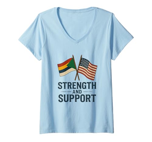 Damen Stärke und Unterstützung der drusischen Gemeinschaft in den USA T-Shirt mit V-Ausschnitt von Druze USA Community Tee