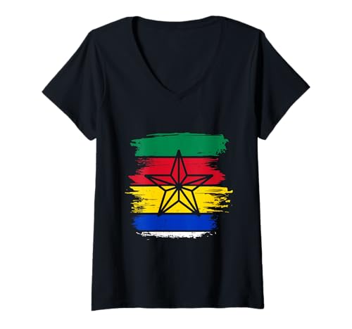 Damen Drusen Flagge, Al Muwahhidun, Druzen Stern Symbol Flag Druze T-Shirt mit V-Ausschnitt Damen Drusen Flagge, Al Muwahhidun, Druzen Stern Symbol Flag Druze T-Shirt mit V-Ausschnitt von Druze flag, Al Muwahhidun,The People of Monotheism